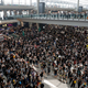 Protesters attend a mass demonstration at Hong Kong International Airport, Aug. 12, 2019.